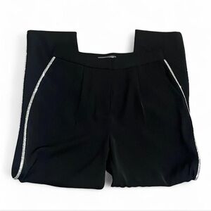 Kate & Mallory Elegant Black Trousers With Rhinestone Embellishments- Small